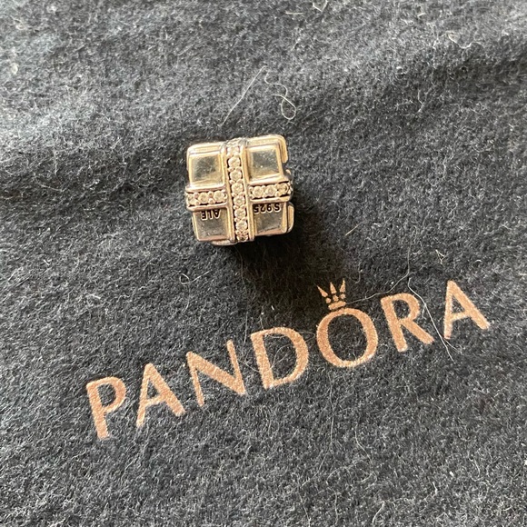 Pandora silver present with CZ charm - Picture 2 of 2